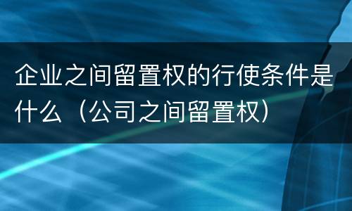 企业之间留置权的行使条件是什么（公司之间留置权）