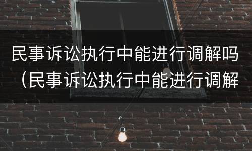 民事诉讼执行中能进行调解吗（民事诉讼执行中能进行调解吗知乎）