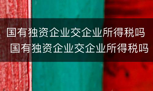 国有独资企业交企业所得税吗 国有独资企业交企业所得税吗