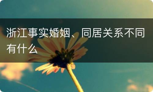 浙江事实婚姻、同居关系不同有什么