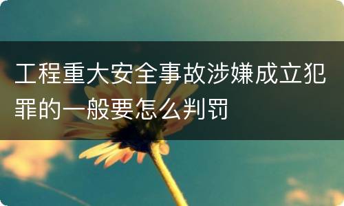 工程重大安全事故涉嫌成立犯罪的一般要怎么判罚