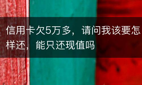 信用卡欠5万多，请问我该要怎样还，能只还现值吗