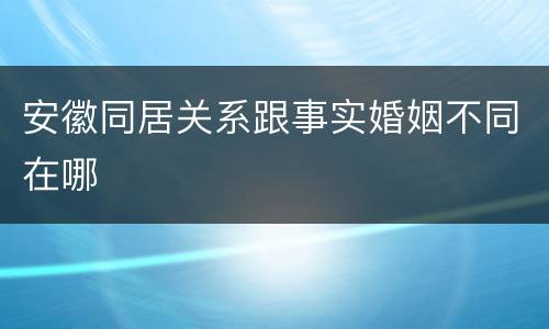 安徽同居关系跟事实婚姻不同在哪