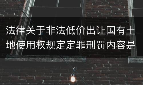 法律关于非法低价出让国有土地使用权规定定罪刑罚内容是怎样