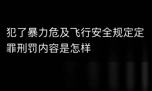 犯了暴力危及飞行安全规定定罪刑罚内容是怎样