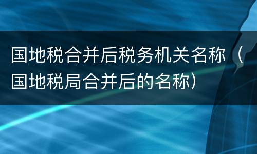 国地税合并后税务机关名称（国地税局合并后的名称）
