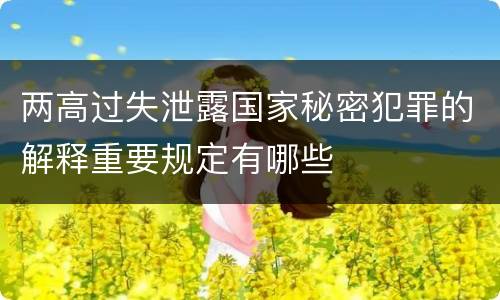 两高过失泄露国家秘密犯罪的解释重要规定有哪些