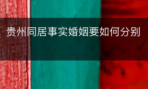 贵州同居事实婚姻要如何分别