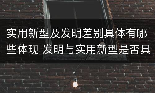 实用新型及发明差别具体有哪些体现 发明与实用新型是否具有实用性