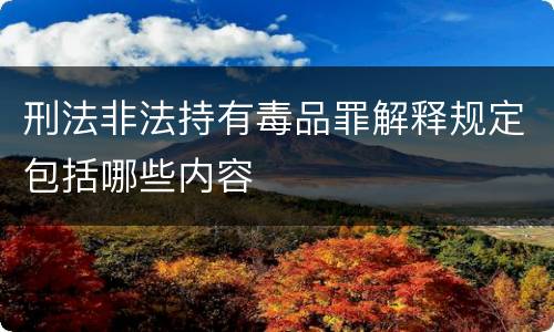 刑法非法持有毒品罪解释规定包括哪些内容
