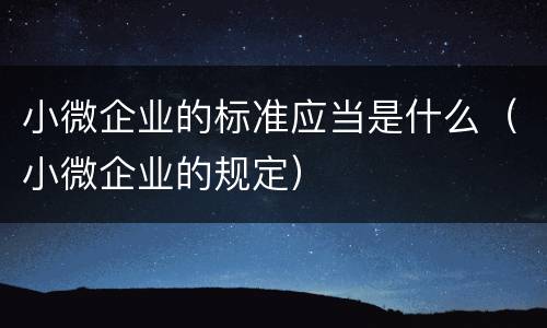 小微企业的标准应当是什么（小微企业的规定）