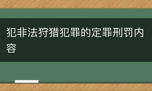 犯非法狩猎犯罪的定罪刑罚内容