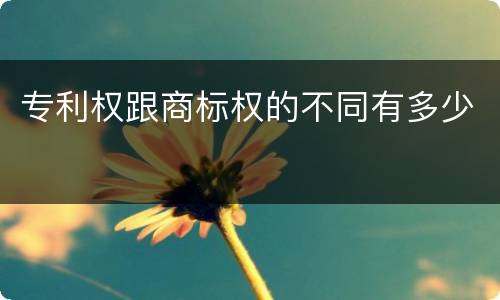 专利权跟商标权的不同有多少