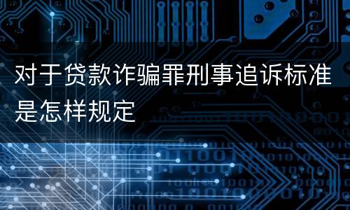 对于贷款诈骗罪刑事追诉标准是怎样规定