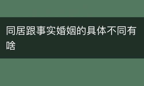 同居跟事实婚姻的具体不同有啥