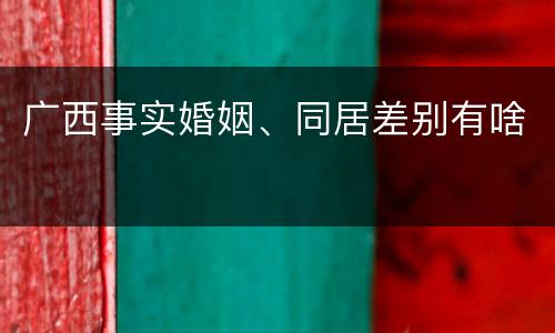 广西事实婚姻、同居差别有啥