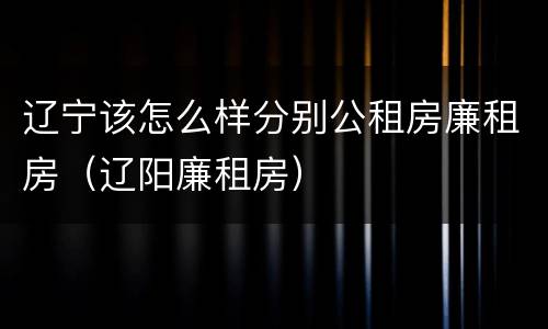 辽宁该怎么样分别公租房廉租房（辽阳廉租房）
