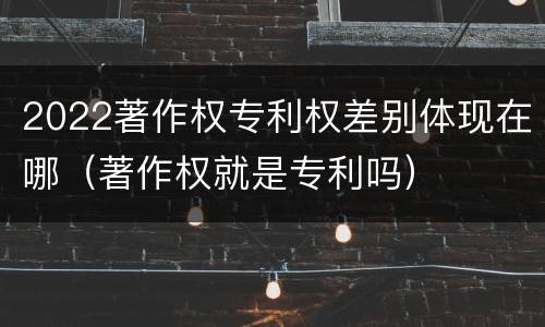 2022著作权专利权差别体现在哪(著作权就是专利吗)