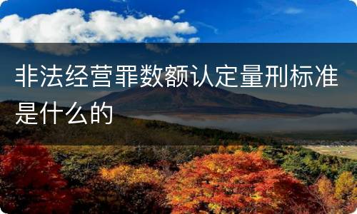 非法经营罪数额认定量刑标准是什么的