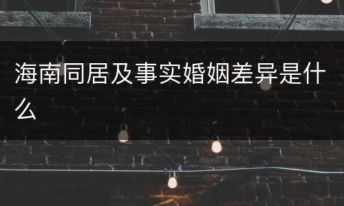 海南同居及事实婚姻差异是什么