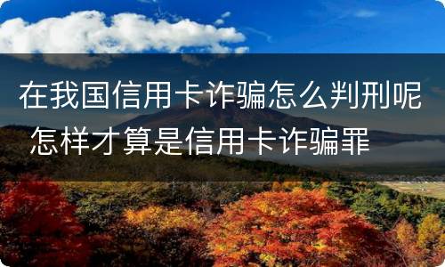在我国信用卡诈骗怎么判刑呢 怎样才算是信用卡诈骗罪
