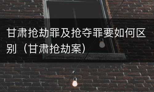 甘肃抢劫罪及抢夺罪要如何区别（甘肃抢劫案）