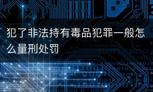 犯了非法持有毒品犯罪一般怎么量刑处罚