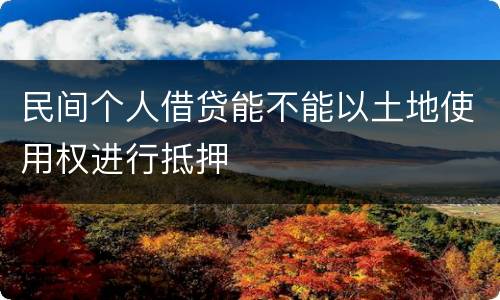 民间个人借贷能不能以土地使用权进行抵押