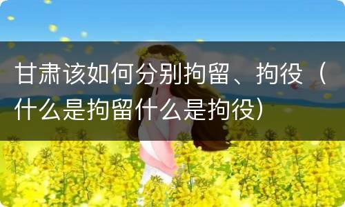 甘肃该如何分别拘留、拘役（什么是拘留什么是拘役）