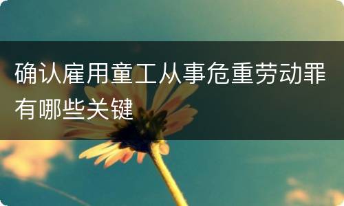 确认雇用童工从事危重劳动罪有哪些关键