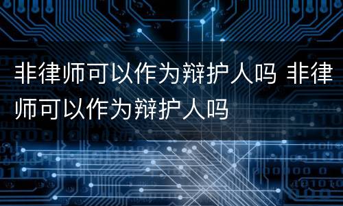 非律师可以作为辩护人吗 非律师可以作为辩护人吗