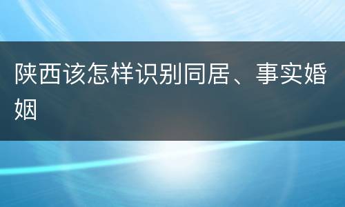 陕西该怎样识别同居、事实婚姻