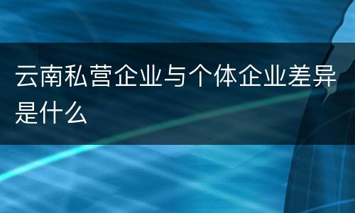 云南私营企业与个体企业差异是什么