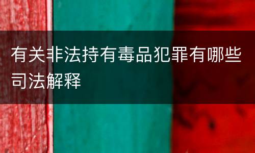 有关非法持有毒品犯罪有哪些司法解释