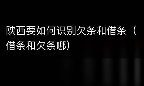 陕西要如何识别欠条和借条（借条和欠条哪）