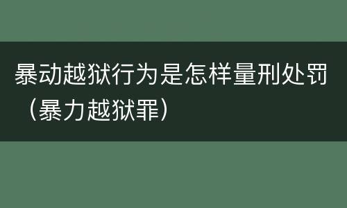 暴动越狱行为是怎样量刑处罚（暴力越狱罪）