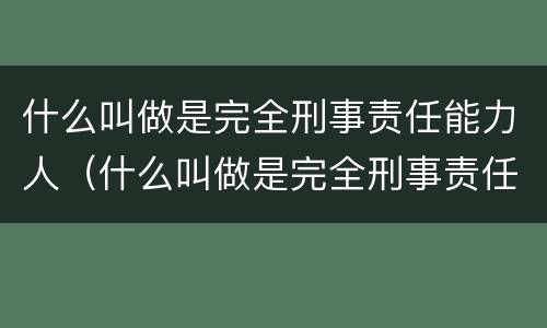 什么叫做是完全刑事责任能力人（什么叫做是完全刑事责任能力人员）