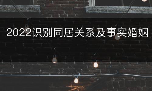2022识别同居关系及事实婚姻