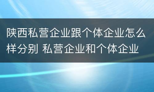 陕西私营企业跟个体企业怎么样分别 私营企业和个体企业