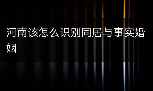 河南该怎么识别同居与事实婚姻
