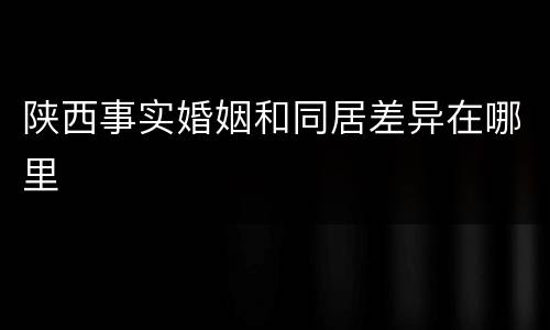 陕西事实婚姻和同居差异在哪里