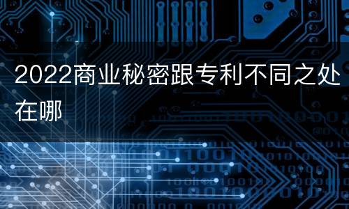 2022商业秘密跟专利不同之处在哪