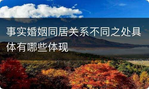 事实婚姻同居关系不同之处具体有哪些体现
