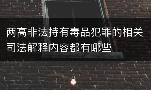 两高非法持有毒品犯罪的相关司法解释内容都有哪些