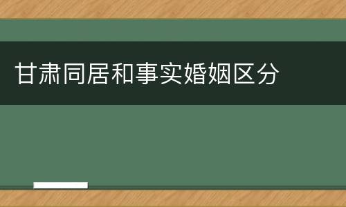 甘肃同居和事实婚姻区分