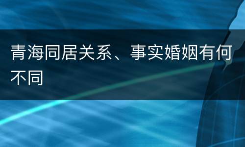 青海同居关系、事实婚姻有何不同