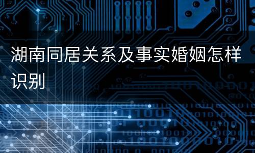 湖南同居关系及事实婚姻怎样识别