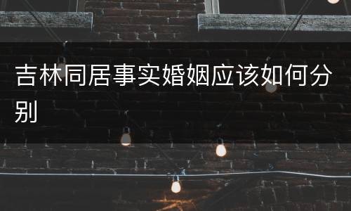 吉林同居事实婚姻应该如何分别