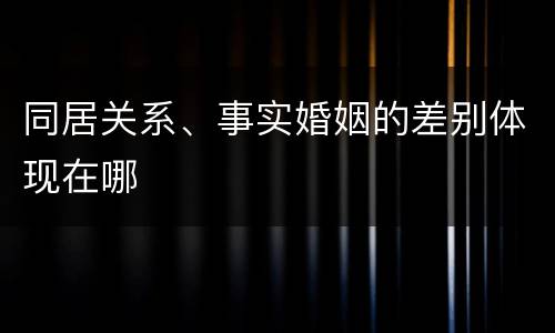 同居关系、事实婚姻的差别体现在哪
