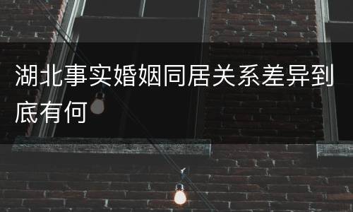 湖北事实婚姻同居关系差异到底有何